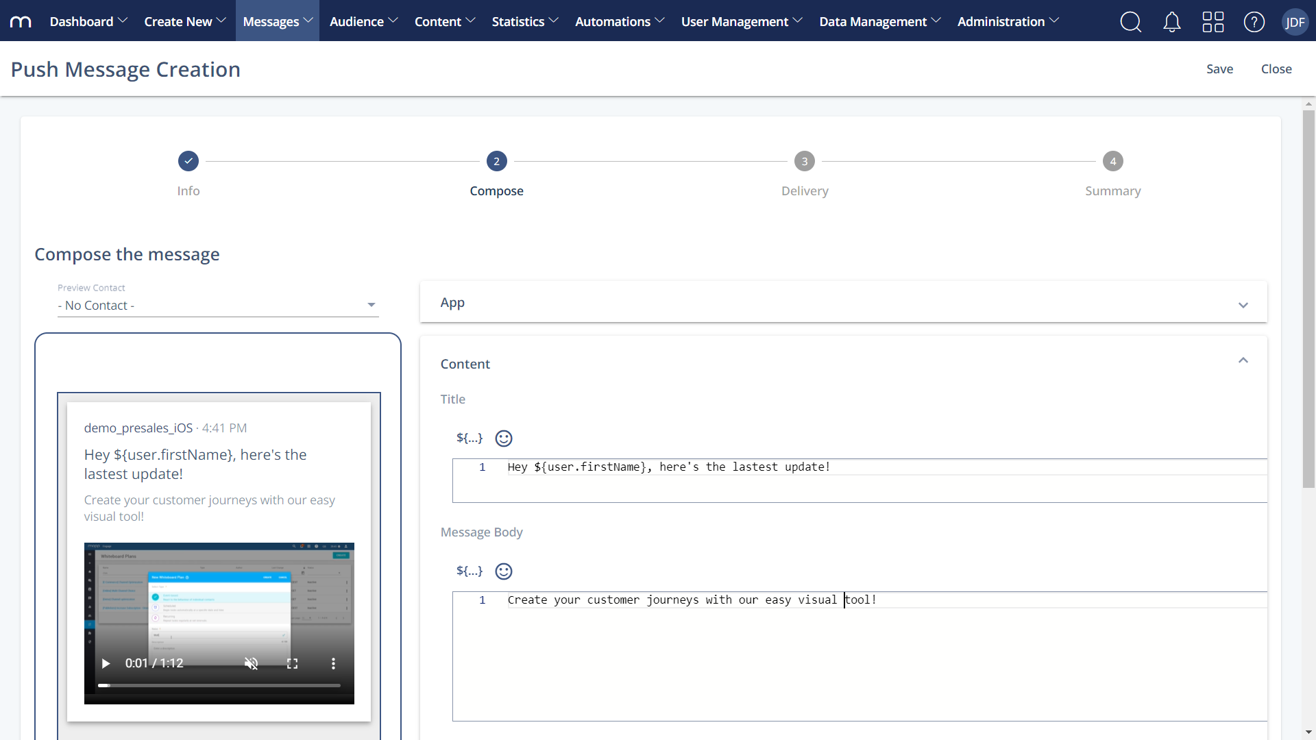 screenshot of Mapp Marketing Cloud